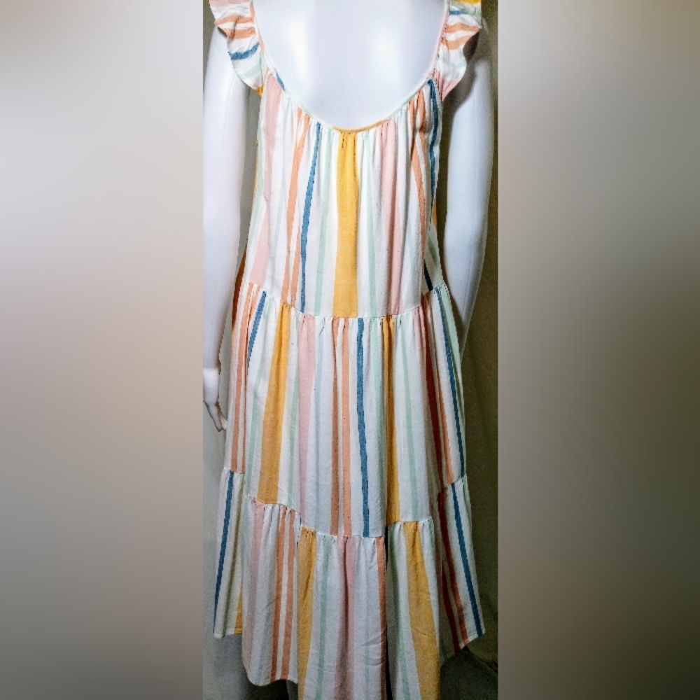Rails Multi-Colored Striped S/L Midi Dress - image 2